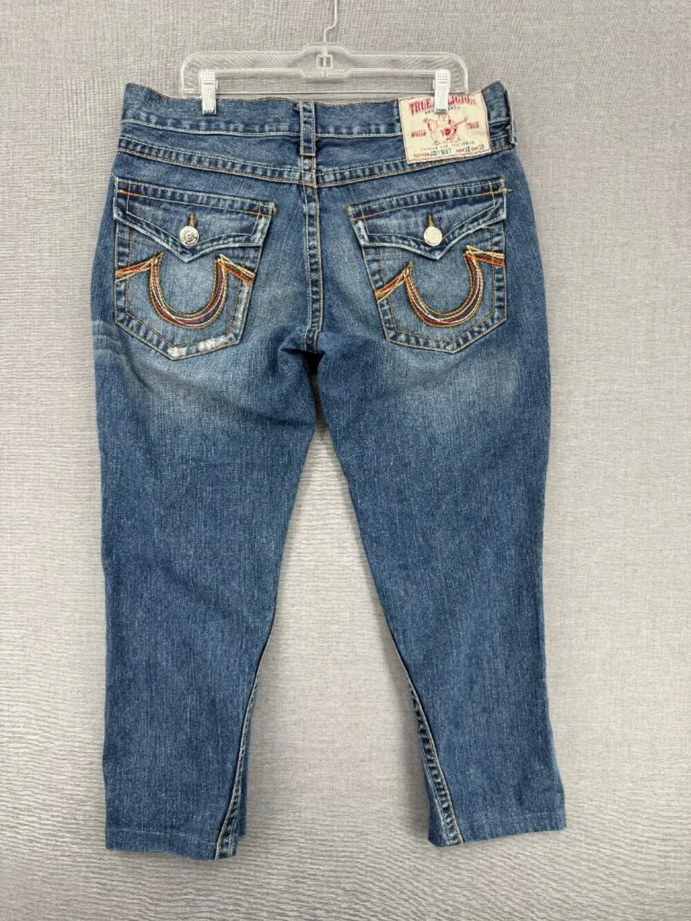 True Religion Joey Big T World Tour Jeans 36x33 Thick Stitch Flap Pockets Y2K